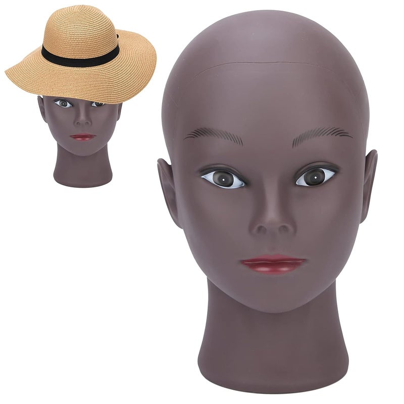 klarako Bald Mannequin Head,Dark Skin Jewelry Display Manikin Head,African Model Head for Wig and Hat Display,Wig Head Stand - Image 4