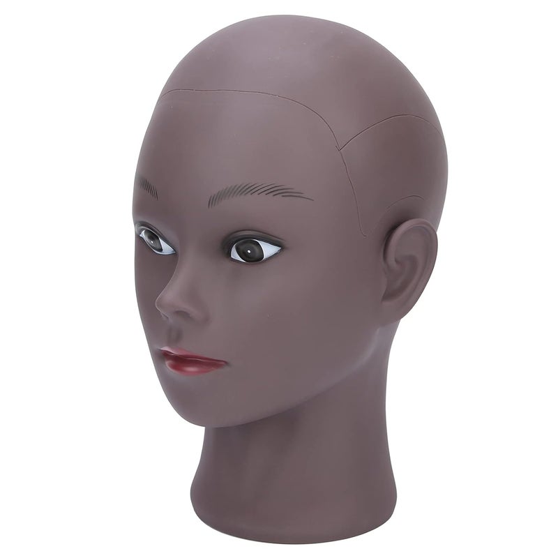 klarako Bald Mannequin Head,Dark Skin Jewelry Display Manikin Head,African Model Head for Wig and Hat Display,Wig Head Stand - Image 1