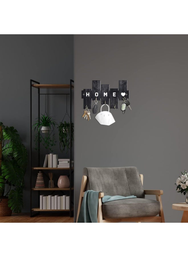 Artvibes Unique Stylish Wooden Key Holder for Wall Decor with Stylish Stainless Steel 5 Hooks Beautiful Key Organizer for Home Decoration(KH_806N) - Image 4