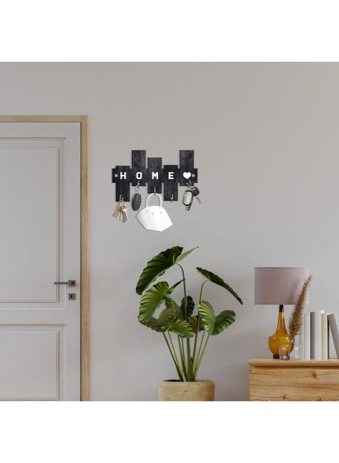 Artvibes Unique Stylish Wooden Key Holder for Wall Decor with Stylish Stainless Steel 5 Hooks Beautiful Key Organizer for Home Decoration(KH_806N) - Image 2