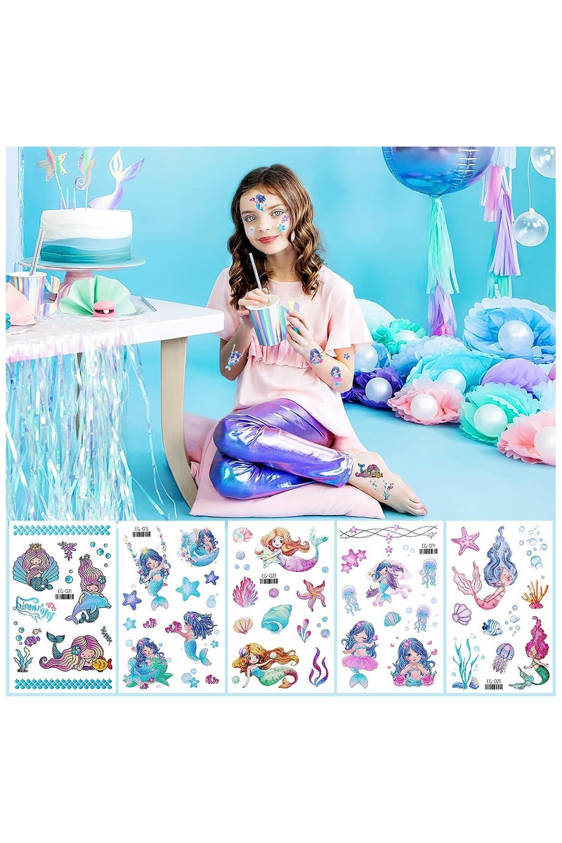 ORAINBOW 24 Sheets Glitter Temporary Tattoo for Girls Butterfly Mermaid Fairy Flowers Tattoo Stickers for Kids Waterproof Fake Tattoos for Birthday Party Favors Goodie Bags Stuffers Party Fillers - Image 3