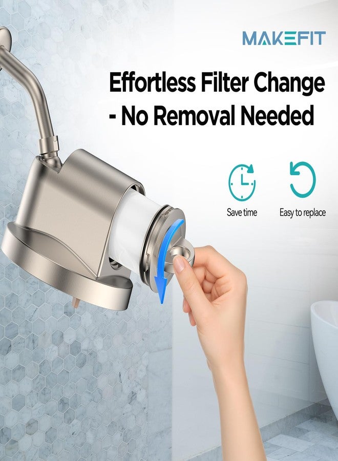MakeFit NSF Certified Filtered Shower Head - 5 Settings High Pressure Rain Shower Head for Hard Water Softener - Easy Install & Replace - Bathroom Showerhead to Remove Chlorine & Heavy Metals (Brushed Nickel) - Image 4