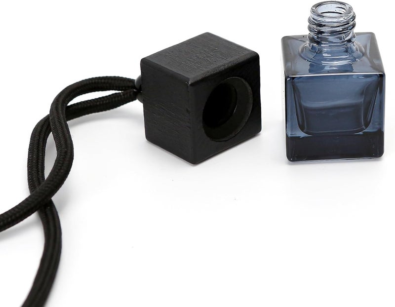 Excefore Upgraded simple practical design 3pcs Hanging Car Air Freshener - Empty Black Diffuser Bottles for Essential Oils, Glass Perfume, Aromatherapy Ornament Cube for Auto, Home, Office Decoration, Pendant Hot & cold climate compatible - Image 3