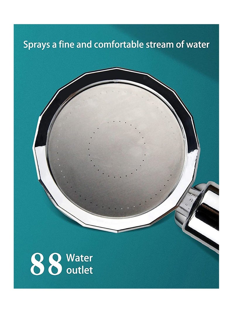High Pressure Water Saving Shower，High-pressure shower head with filter and pause switch， Easy Install Handheld Turbocharged Shower Head 360 Degrees Rotating Blue - Image 3