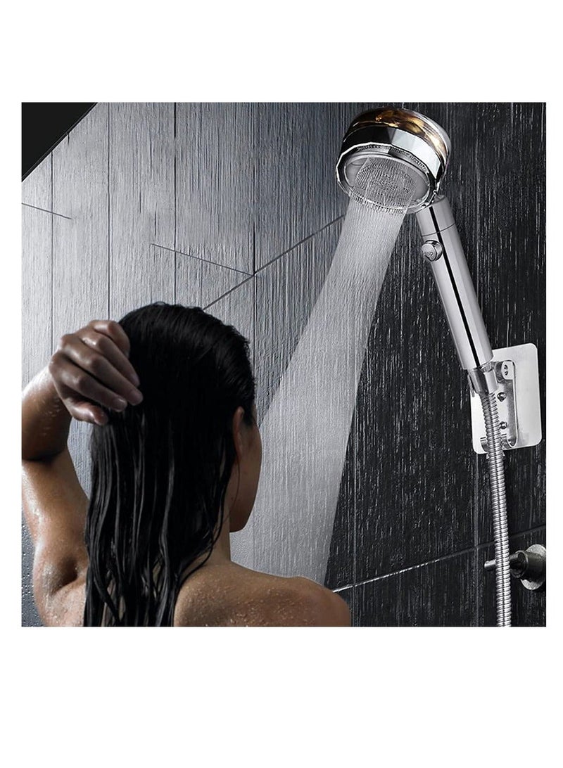 High Pressure Water Saving Shower，High-pressure shower head with filter and pause switch， Easy Install Handheld Turbocharged Shower Head 360 Degrees Rotating Blue - Image 2