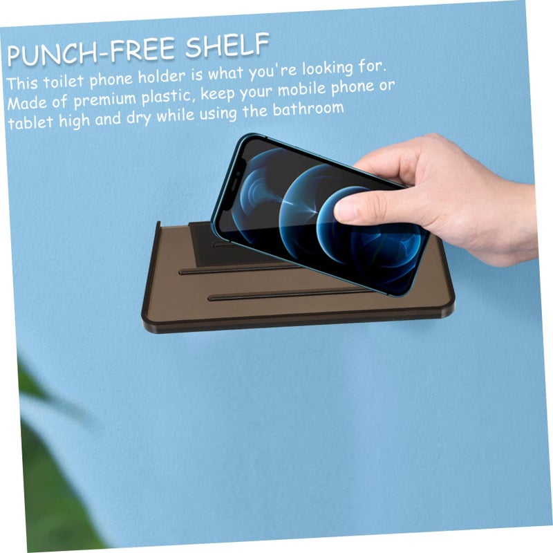 Wall Mounted Toilet Phone Holder Shelf Organizer Black Finish Easy Install Bathroom Kitchen Living Room - Image 5