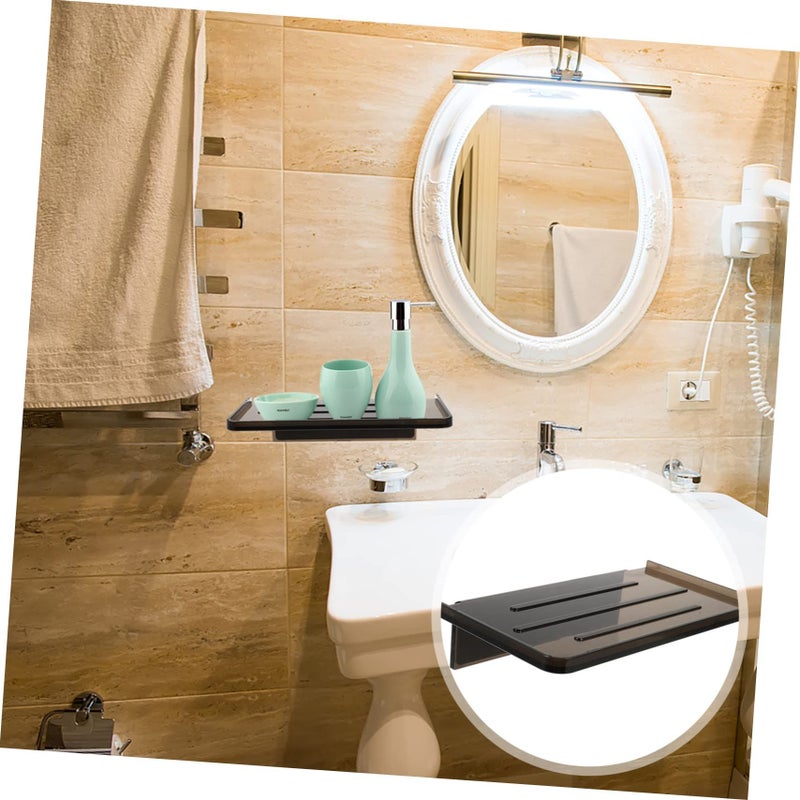 Wall Mounted Toilet Phone Holder Shelf Organizer Black Finish Easy Install Bathroom Kitchen Living Room - Image 3