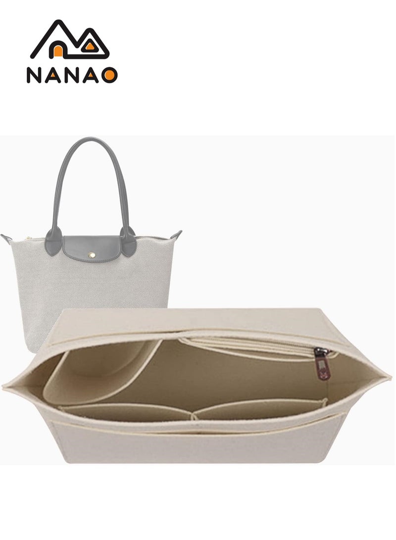 NANAO Purse Organizer Insert for Large Tote - Premium Felt Organizer for Perfectly Organized Essentials BEIGE  - Image 1