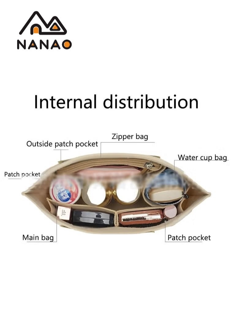 NANAO Purse Organizer Insert for Large Tote - Premium Felt Organizer for Perfectly Organized Essentials BEIGE  - Image 2