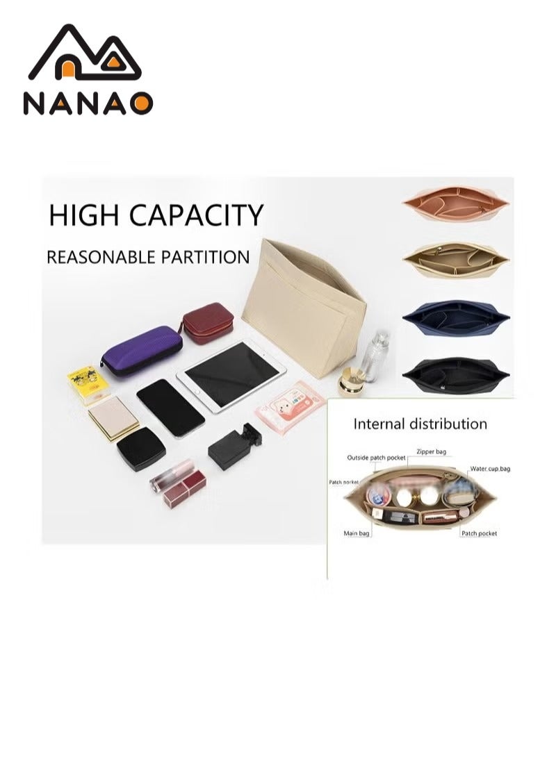 NANAO Purse Organizer Insert for Large Tote - Premium Felt Organizer for Perfectly Organized Essentials BEIGE  - Image 5