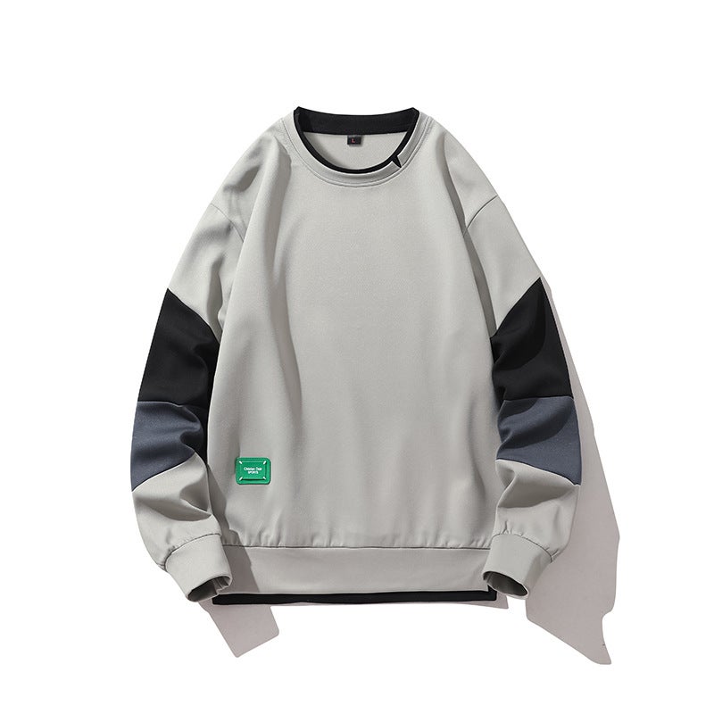 Color-Blocking Round Neck Sweatshirt Men'S Long-Sleeve T-Shirt Trendy Brand Casual Loose Korean Versatile Top - Image 4