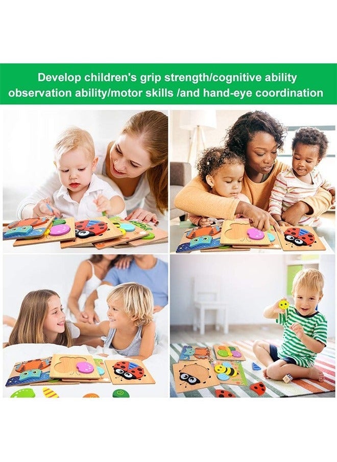 4-Piece Wooden Toddler Puzzles for 1-3 Years Old, Cartoon Animal Colorful Jigsaw Puzzles for Toddler Wooden Puzzle Early Educational Toy for Boys Girls - Image 4