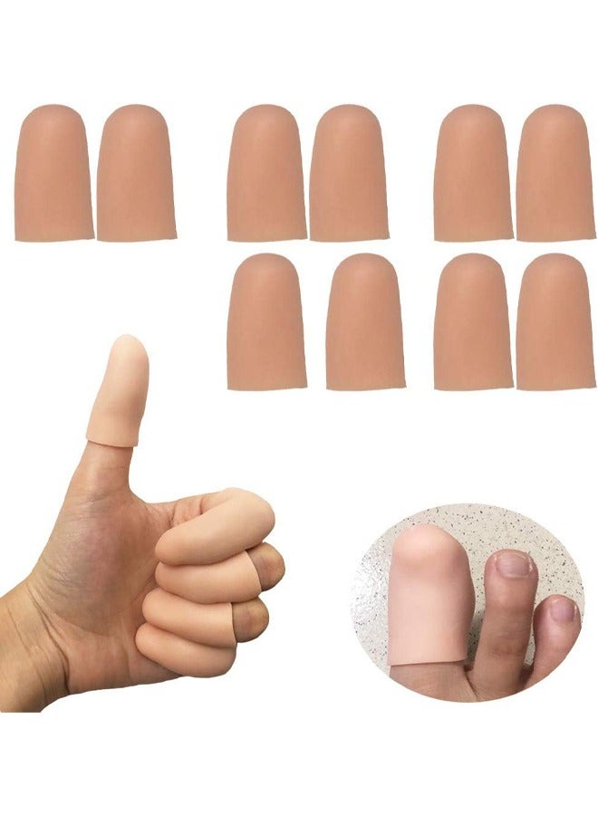 YelaJoy 10 Pcs Gel Finger Protectors, Finger Caps, Silicone Fingertips Protection, Finger Cots Great for Trigger Finger, Finger Arthritis, Finger Cracking and Other Finger Pain Relief (Nude, Medium)  - Image 1