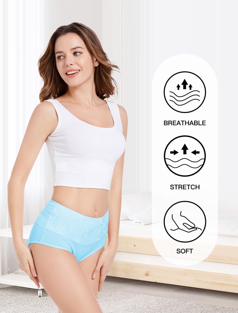 HAVVIS Women's Briefs Underwear Cotton High Waist Tummy Control Panties Rose Jacquard Ladies Panty Multipack (Brief 01-8 Pack - Assorted Colors, X-Large) - Image 4
