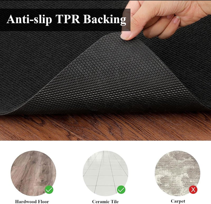U'Artlines Office Chair Mat for Hardwood Floor Anti-Slip Desk Chair Mat 36"×48" Non-Curve Computer Rolling Chair Mat Floor Protector Mats Carpets for Home Gaming Room(Black) - Image 3