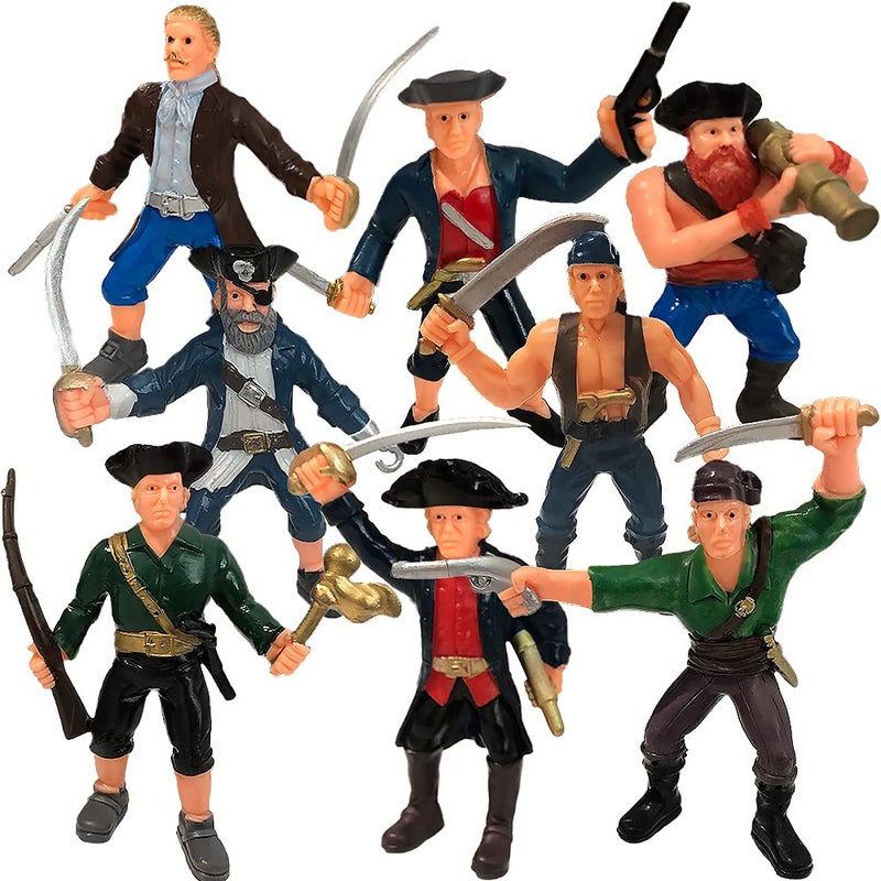 ArtCreativity Pirate Action Figures Playset 35 Inches Set of 8 Plastic Pirates Figures in Assorted Poses Little Pirate People Action Figurines Toys Play Set for Kids - Image 3