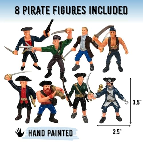 ArtCreativity Pirate Action Figures Playset 35 Inches Set of 8 Plastic Pirates Figures in Assorted Poses Little Pirate People Action Figurines Toys Play Set for Kids - Image 5