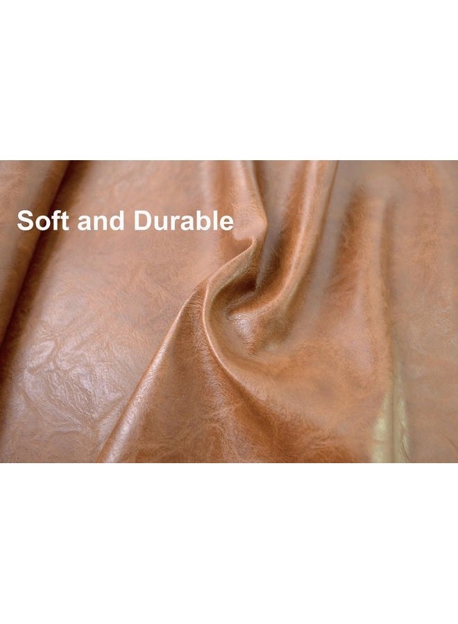 Bobeey 1 Yards 54" x 36" Brown Faux Leather Fabric Distressed Crazy Horse Soft Fake Leather Fabric by The Yard Brown Upholstery Vinyl for Sofa Bags Chairs Car Seats DIY Crafts - Image 3