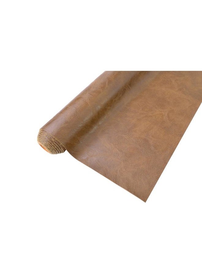 Bobeey 1 Yards 54" x 36" Brown Faux Leather Fabric Distressed Crazy Horse Soft Fake Leather Fabric by The Yard Brown Upholstery Vinyl for Sofa Bags Chairs Car Seats DIY Crafts - Image 1