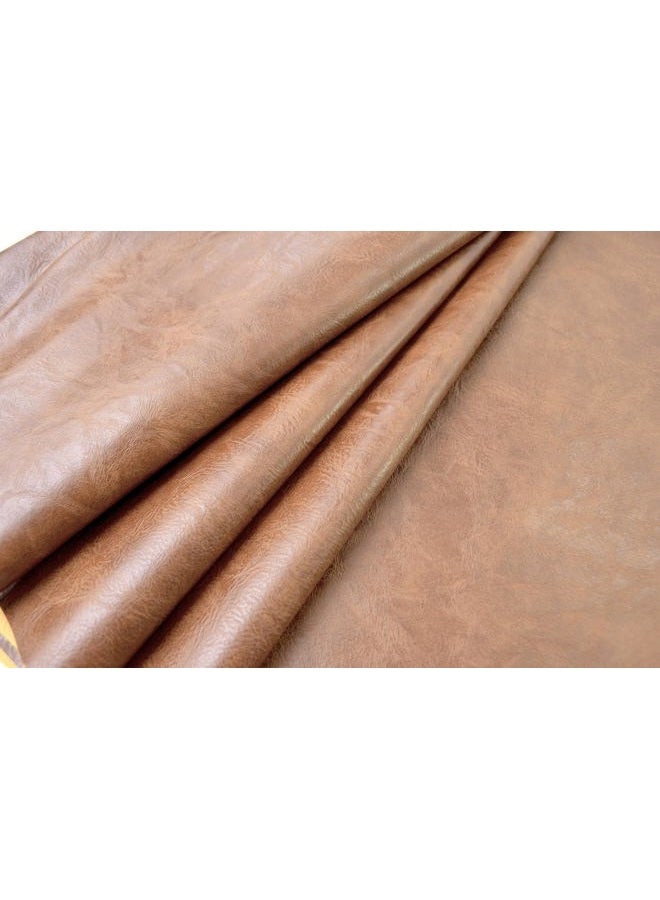 Bobeey 1 Yards 54" x 36" Brown Faux Leather Fabric Distressed Crazy Horse Soft Fake Leather Fabric by The Yard Brown Upholstery Vinyl for Sofa Bags Chairs Car Seats DIY Crafts - Image 2