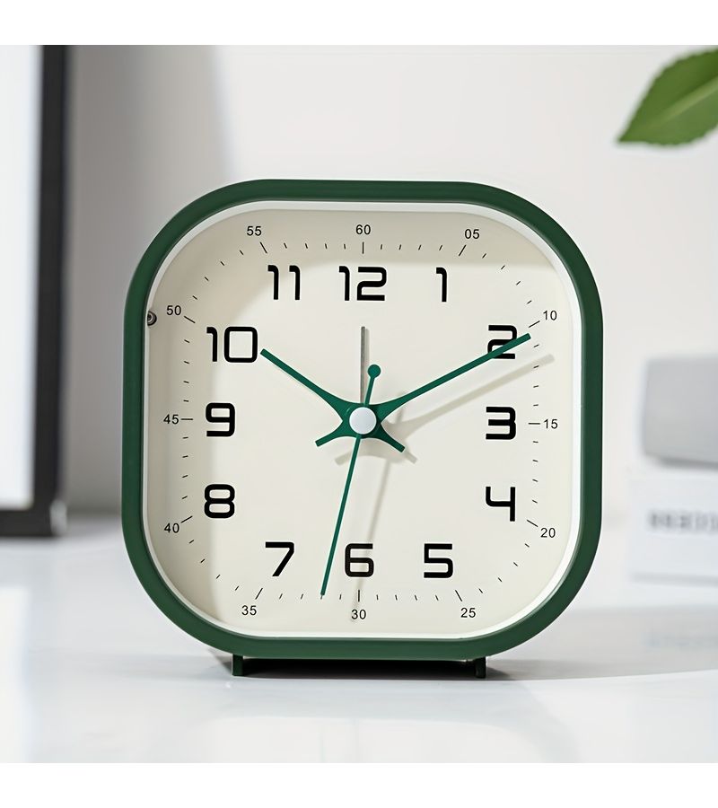 Pink Square Digital Alarm Clock Silent Non Ticking Portable Single Bell Bow Shaped Design for Bedroom Desk Travel Battery Operated - Image 2