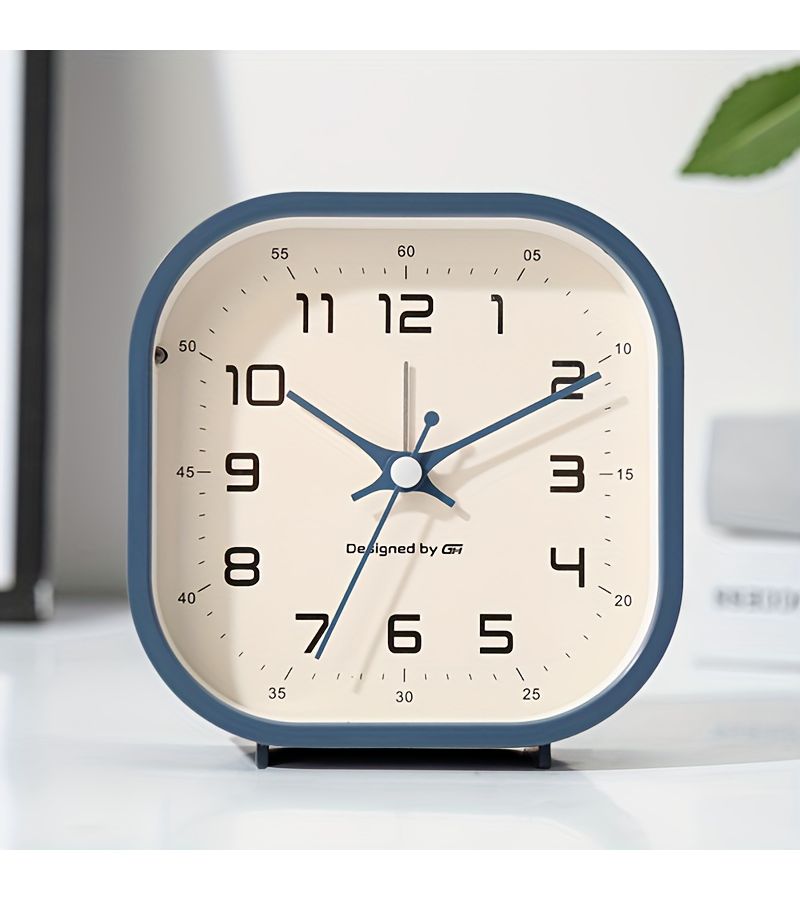Pink Square Digital Alarm Clock Silent Non Ticking Portable Single Bell Bow Shaped Design for Bedroom Desk Travel Battery Operated - Image 3