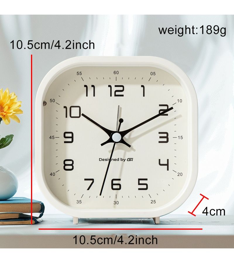 Pink Square Digital Alarm Clock Silent Non Ticking Portable Single Bell Bow Shaped Design for Bedroom Desk Travel Battery Operated - Image 1