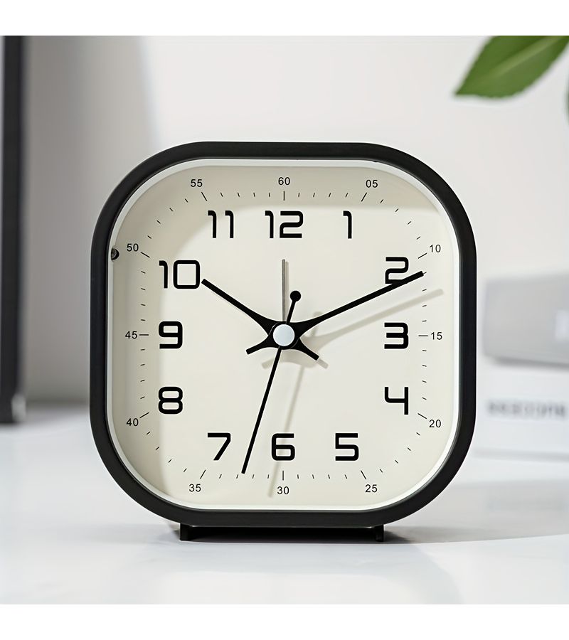 Pink Square Digital Alarm Clock Silent Non Ticking Portable Single Bell Bow Shaped Design for Bedroom Desk Travel Battery Operated - Image 4