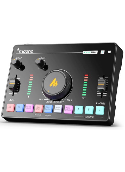 MAONO Streaming Audio Mixer, Audio Interface with Pro-preamp, Bluetooth, Built-in Battery, Noise Cancellation, 48V Phantom Power for Live Streaming, Podcast Recording, Gaming Maono Caster C2 NEO