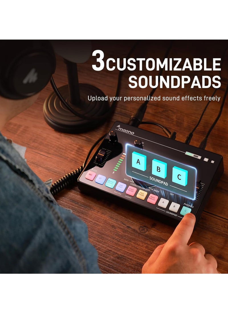 Maono - MAONO Streaming Audio Mixer, Audio Interface with Pro-preamp, Bluetooth, Built-in Battery, Noise Cancellation, 48V Phantom Power for Live Streaming, Podcast Recording, Gaming Maono Caster C2 NEO - Image 1