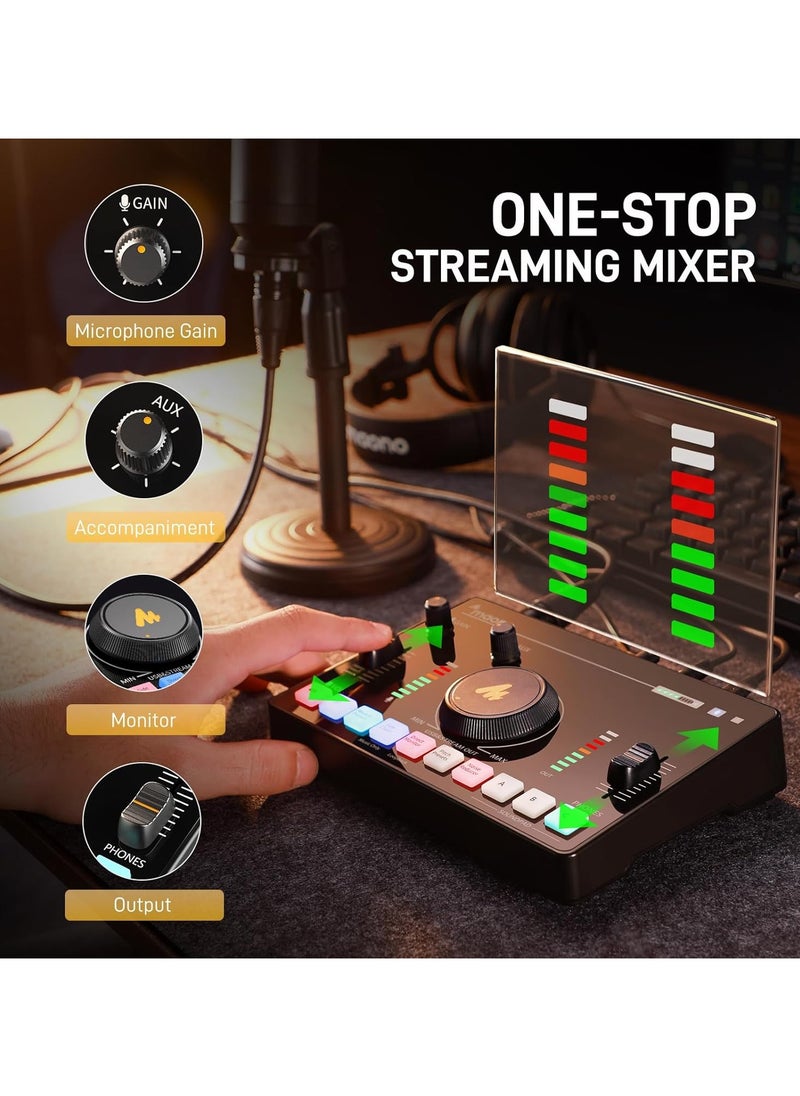 Maono - MAONO Streaming Audio Mixer, Audio Interface with Pro-preamp, Bluetooth, Built-in Battery, Noise Cancellation, 48V Phantom Power for Live Streaming, Podcast Recording, Gaming Maono Caster C2 NEO - Image 1