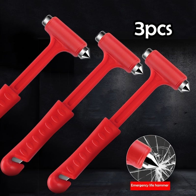 Red 3Pcs Long Handle Seatbelt Cutters Window Breaker Car Emergency Escape Tool - Image 1