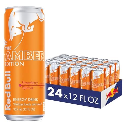 Red Bull Amber Edition Energy Drink, Strawberry Apricot, with 114mg Caffeine plus Taurine & B Vitamins, 12 Fl Oz, Pack of 24 Cans - Image 1