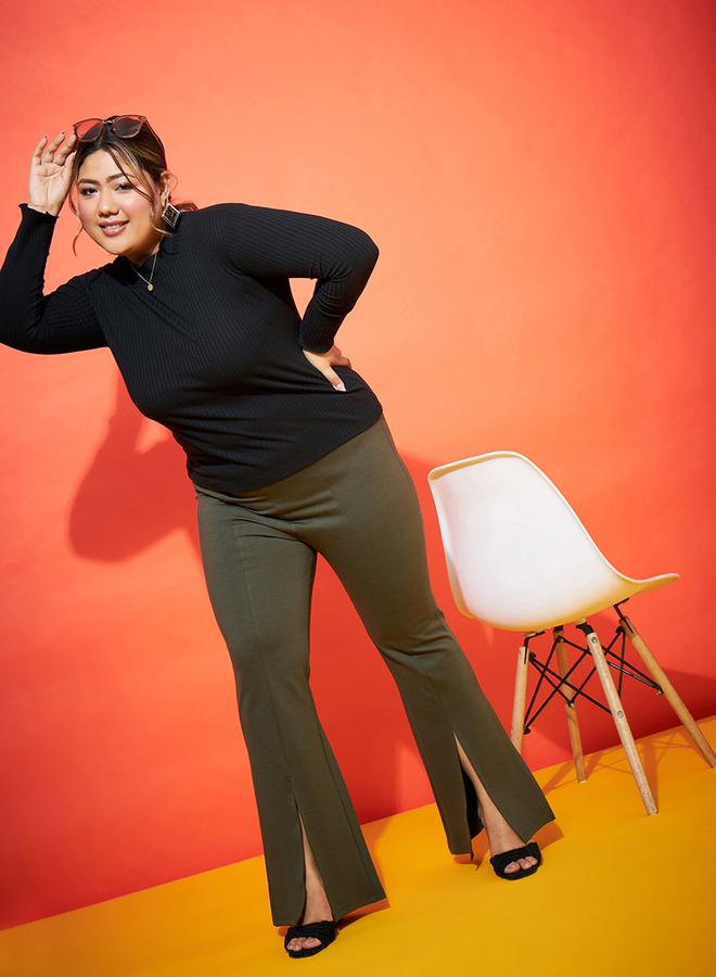 SASSAFRAS Plus Front Slit Hem Fit and Flare Trouser - Image 2