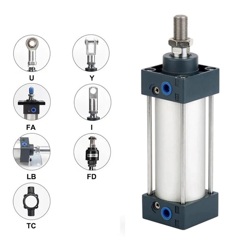 SC Standard AirCylinder SC32/40/50/63mm Bore Double Acting Pneumatic Cylinder Piston 25/50/75/100/150/200/250/500/1000mm Stroke(Stroke 200mm,SC32 (Bore 32mm)) - Image 5