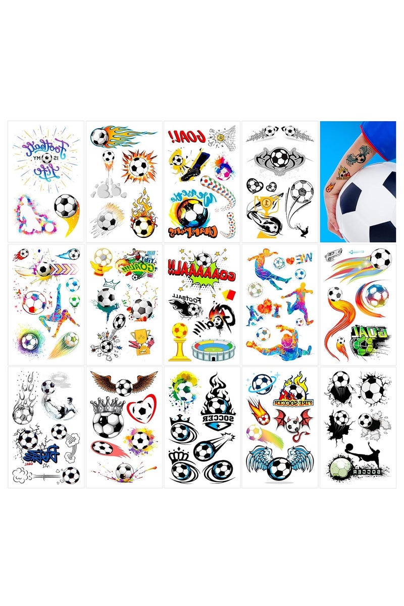 ORAINBOW 14 Sheets Soccer Temporary Tattoos Soccer Ball Tattoos for Kids Boys World Cup Soccer Tattoo Sticker Children Birthday Party Bag & Stocking Filler Kids Game Gifts Party Favor Supplies - Image 1