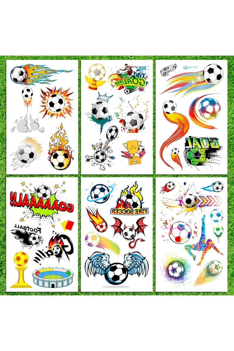 ORAINBOW 14 Sheets Soccer Temporary Tattoos Soccer Ball Tattoos for Kids Boys World Cup Soccer Tattoo Sticker Children Birthday Party Bag & Stocking Filler Kids Game Gifts Party Favor Supplies - Image 2