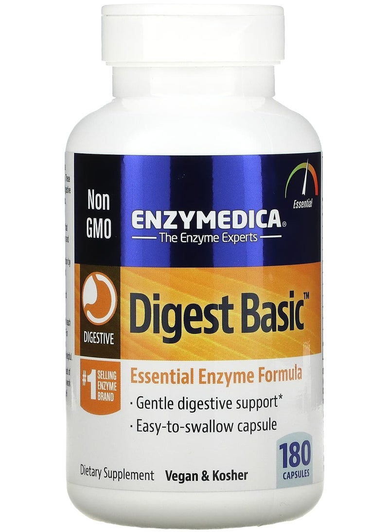 ENZYMEDICA Digest Basic, Essential Enzyme Formula, 180 Capsules 