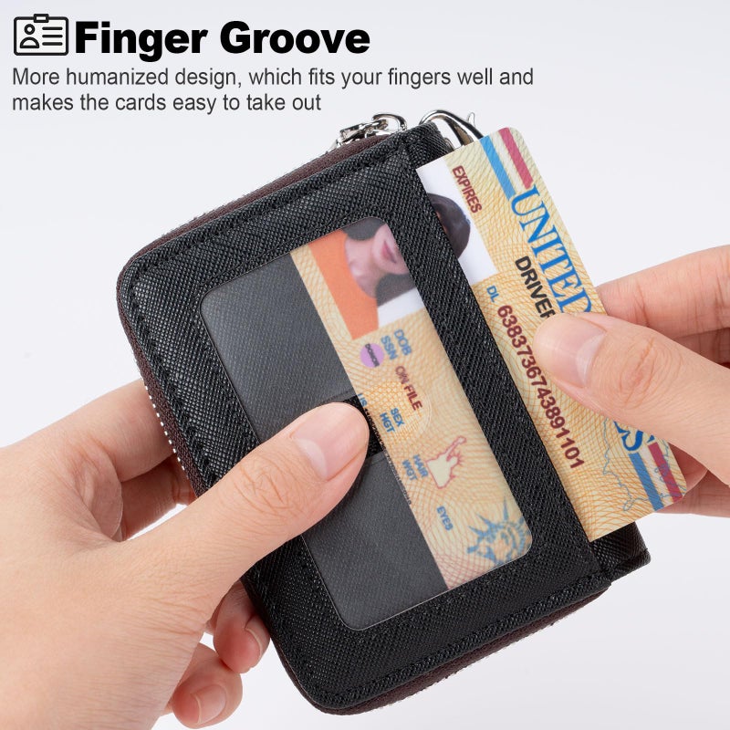 Mayski Credit Card Holder, Zipper Credit Card Wallet for Women, Small Accordion Card Cases Holder, KeyChain Wallet, Business Card Holder, Black - Image 2