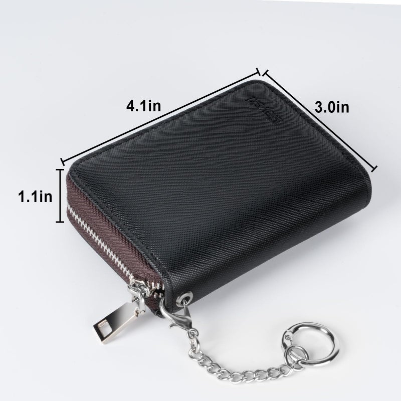 Mayski Credit Card Holder, Zipper Credit Card Wallet for Women, Small Accordion Card Cases Holder, KeyChain Wallet, Business Card Holder, Black - Image 5