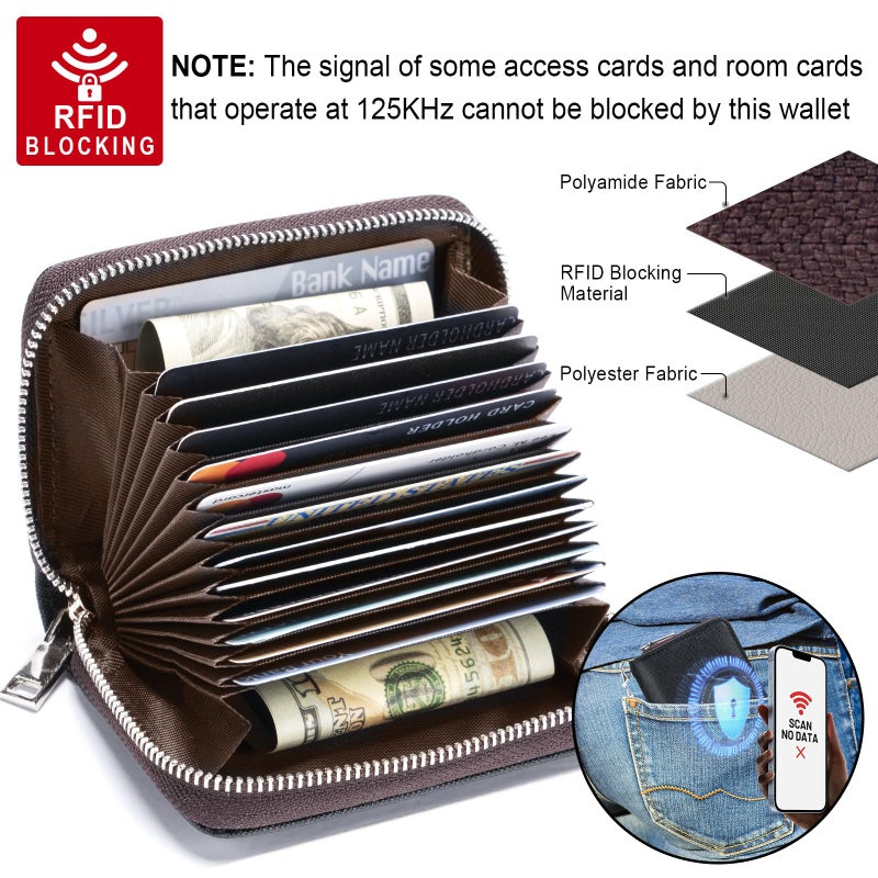 Mayski Credit Card Holder, Zipper Credit Card Wallet for Women, Small Accordion Card Cases Holder, KeyChain Wallet, Business Card Holder, Black - Image 4