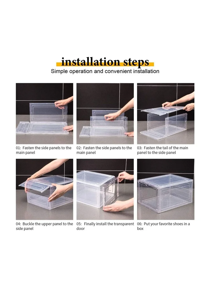1Chase 6 PC Stackable Transparent Shoe Storage Box, Front Open
