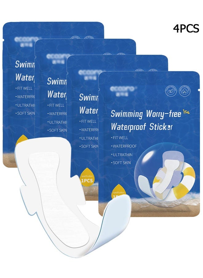يونيك 4 قطع ملصقات سباحة مقاومة للماء - ملصقات حماية مضادة للإصابة مصممة للجنس الأنثوي لمناطق الشعر الخاصة مقاومة للماء في حديقة المياه - Image 1