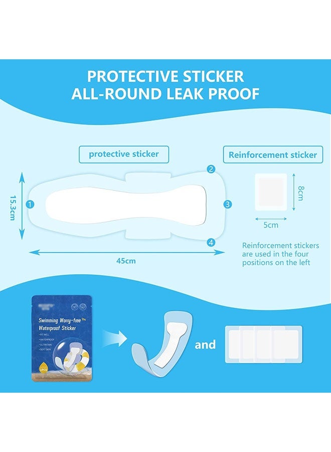 يونيك 4 قطع ملصقات سباحة مقاومة للماء - ملصقات حماية مضادة للإصابة مصممة للجنس الأنثوي لمناطق الشعر الخاصة مقاومة للماء في حديقة المياه - Image 2