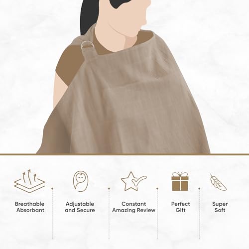 MOZAH 100% Organic Cotton Muslin Nursing Cover for Baby Breastfeeding, Breathable 100% Cotton Breastfeeding Cover with Rigid Hoop for Mother Nursing Apron, Multi-use Carseat Canopy (Oatmeal Beige) - Image 4