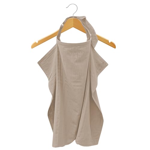 MOZAH 100% Organic Cotton Muslin Nursing Cover for Baby Breastfeeding, Breathable 100% Cotton Breastfeeding Cover with Rigid Hoop for Mother Nursing Apron, Multi-use Carseat Canopy (Oatmeal Beige) - Image 1