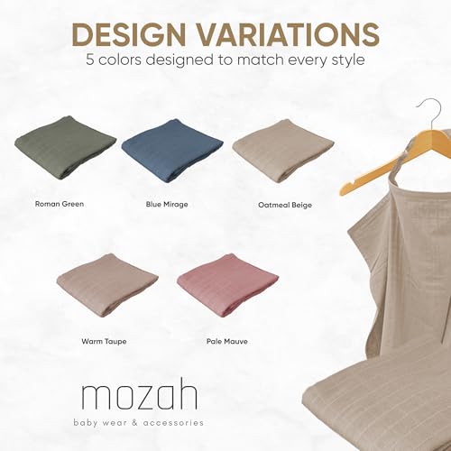 MOZAH 100% Organic Cotton Muslin Nursing Cover for Baby Breastfeeding, Breathable 100% Cotton Breastfeeding Cover with Rigid Hoop for Mother Nursing Apron, Multi-use Carseat Canopy (Oatmeal Beige) - Image 5
