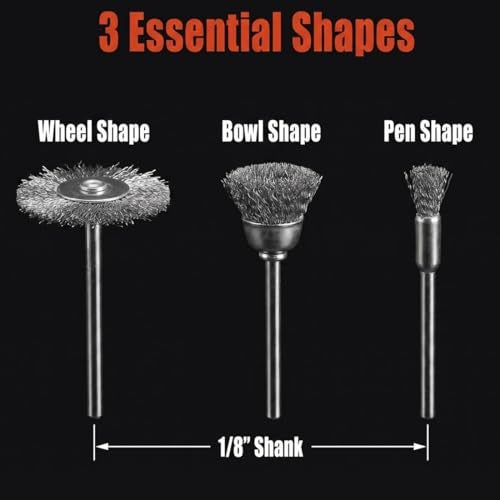JUNLIXN 𝐉𝐔𝐍𝐋𝐈𝐗𝐍 30 Pcs Wire Brush Wheel, 1/8 Inch Shank Coarse Crimped Steel Wire Brushes Kits for Dremel Rotary Tool (Silver) - Image 2