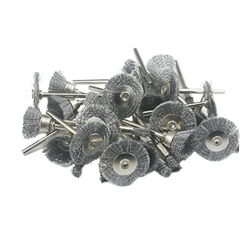 JUNLIXN 𝐉𝐔𝐍𝐋𝐈𝐗𝐍 30 Pcs Wire Brush Wheel, 1/8 Inch Shank Coarse Crimped Steel Wire Brushes Kits for Dremel Rotary Tool (Silver) - Image 1