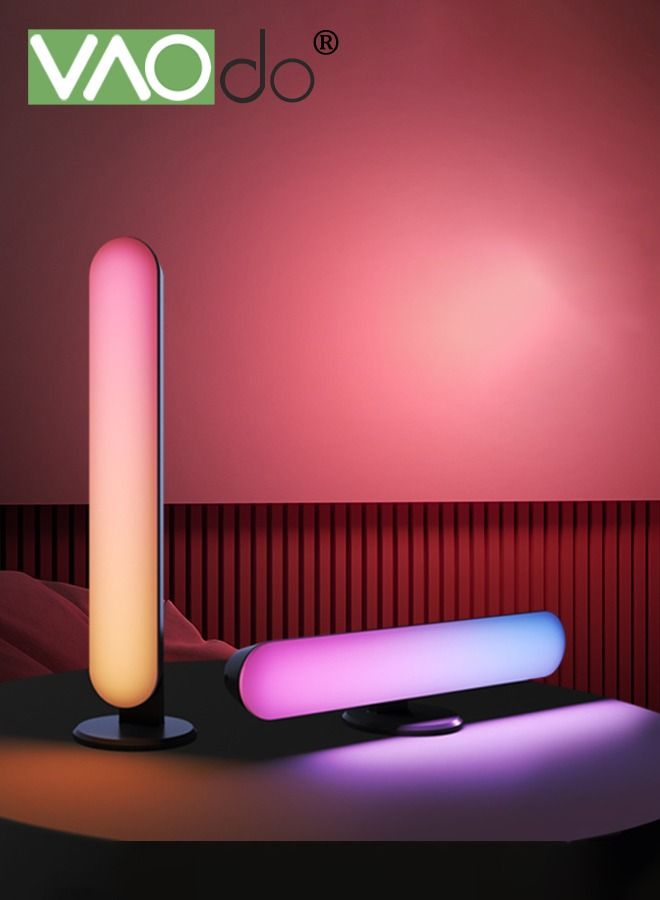 فاو دو قطعتان من شريط إضاءة LED داخلي RGB لغرفة الألعاب ورف الكتب وحامل تلفاز ديكور مع جهاز تحكم عن بعد أسود - Image 4